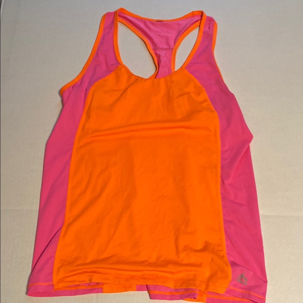 Orange and Pink Sleeveless Tank Top for Active Wear